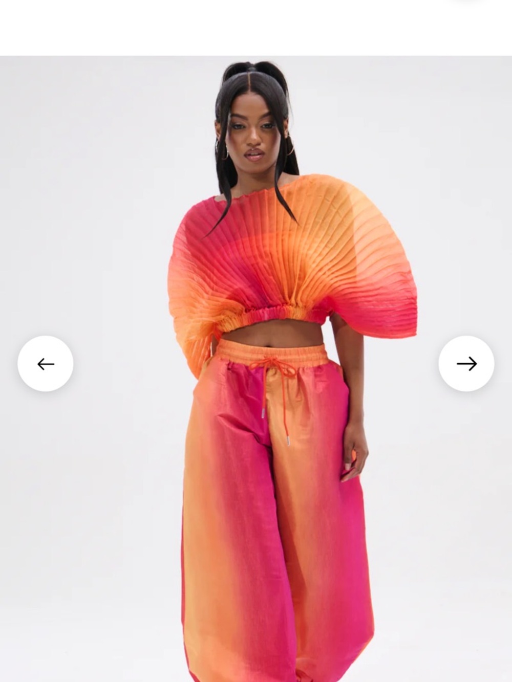AKIRA Sunset Ombre Top and Wide-Leg Pants in Orange & Pink NWT Size M - Picture 2 of 10